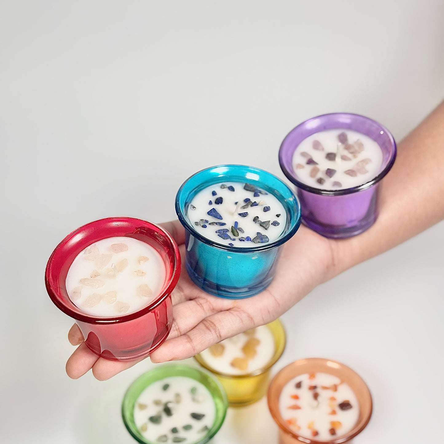 Set of 6 Crystal Tealights – Soy Wax & Scented