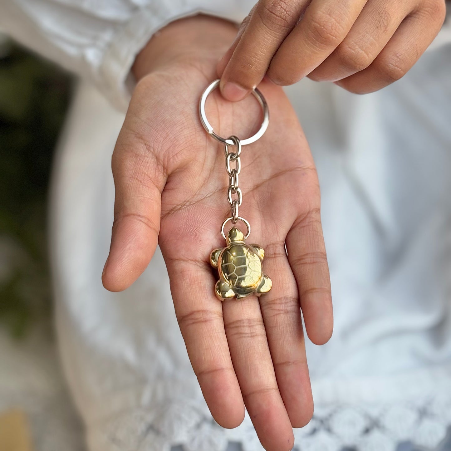 Golden Pyrite Turtle Keychain - 1 inch