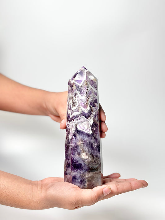 Eight Facet Chevron Amethyst Tower – 825g - Balanced Energy & Refined Clarity