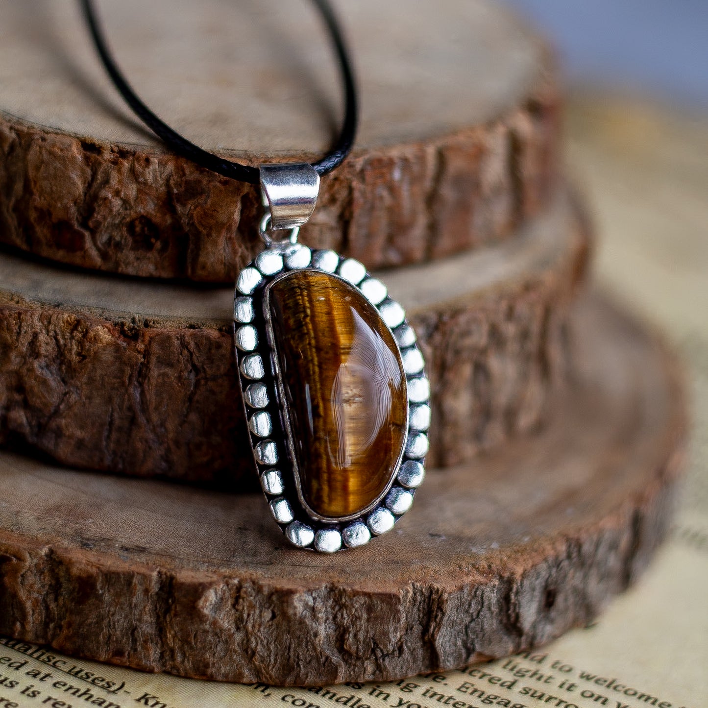 Tiger's eye Pendant with Cord | Wealth & Fortune