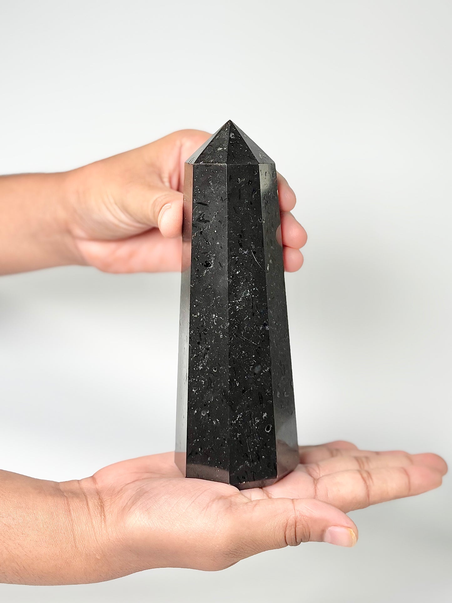 Eight Facet Black Tourmaline Tower – 618g - Bold Presence & Timeless Design