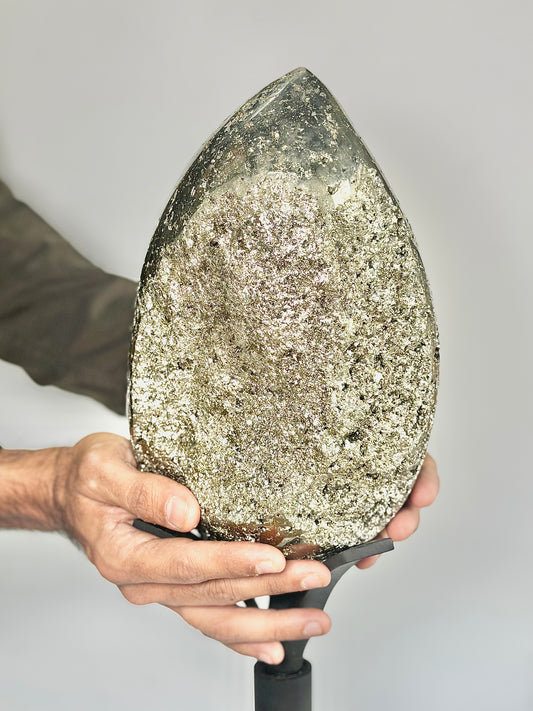 Extra Large Peruvian Pyrite Druzy Egg Carving 10.7 Kg – Abundance & Prosperity