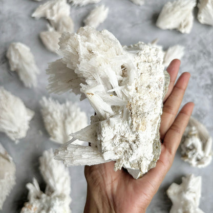 Scolecite with stilbite inclusion Cluster - 472 Gm | Foster kindness and empathy and enhances Spiritual journey