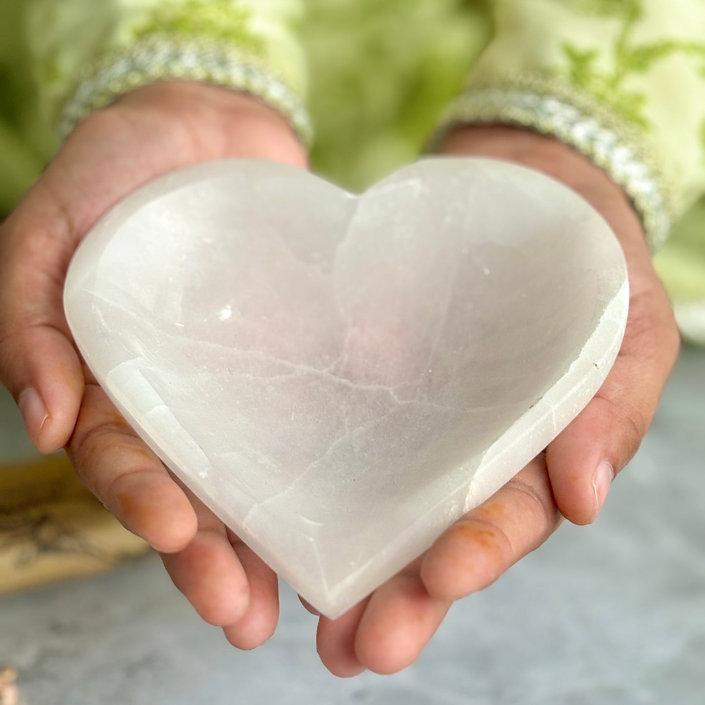 Heart Shaped Selenite Bowl (Satin Spar Selenite) | 7 Cm approx | Stone for Spiritual work & Cleansing