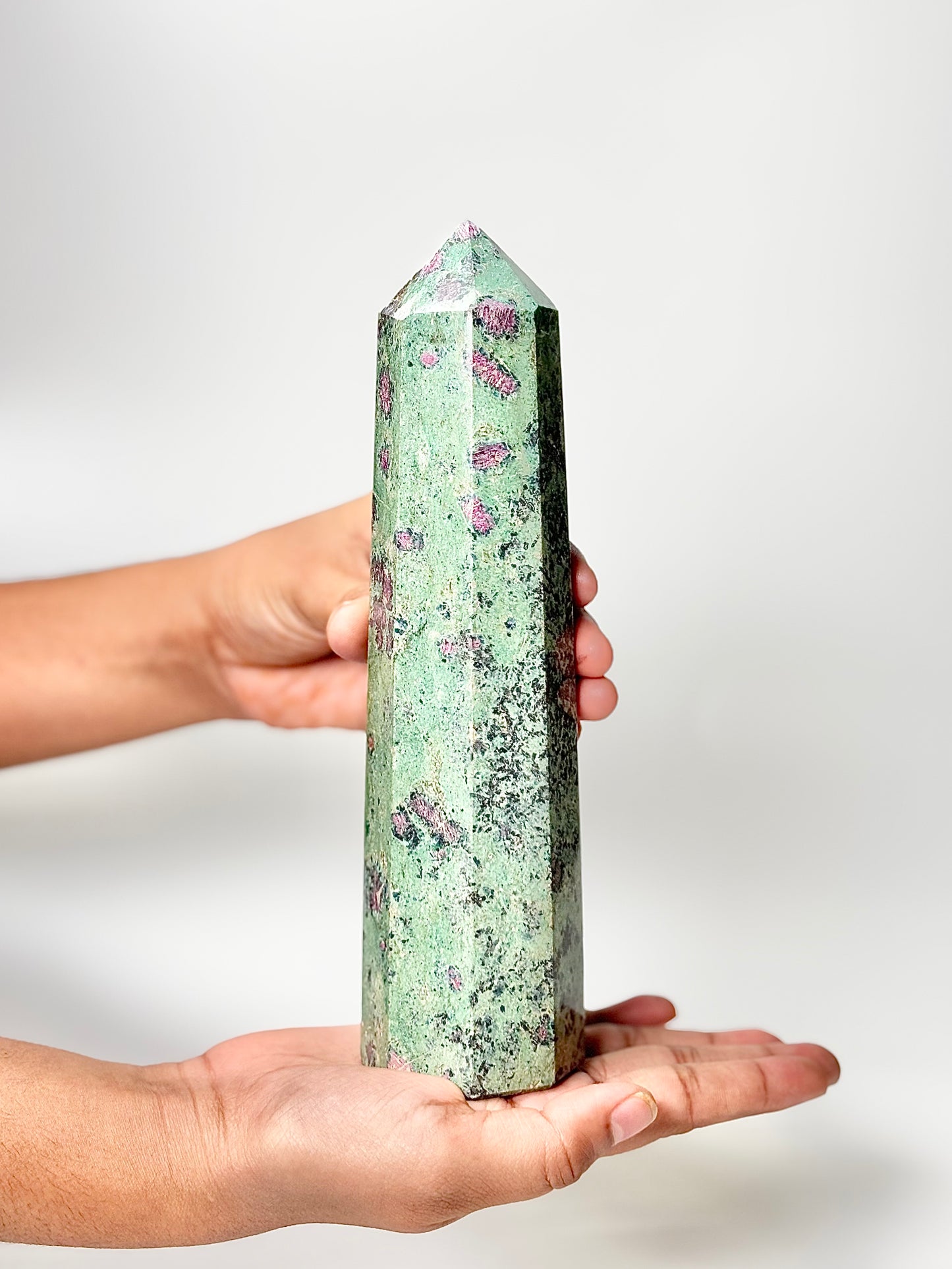 Eight Facet Ruby Fuchsite Tower – 1kg - Vivid Colour & Harmonised Form