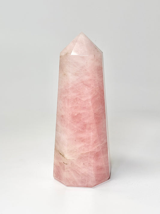 Eight Facet Rose Quartz Tower – 705g - Elegance, Warmth & Gentle Charm