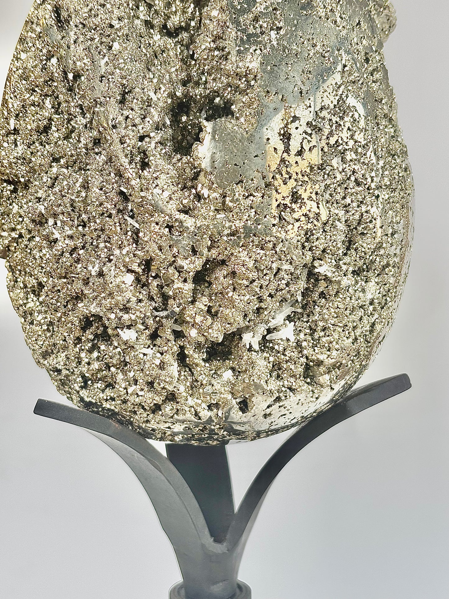 Extra Large Peruvian Pyrite Druzy Egg Carving 8.4 Kg – Abundance & Prosperity