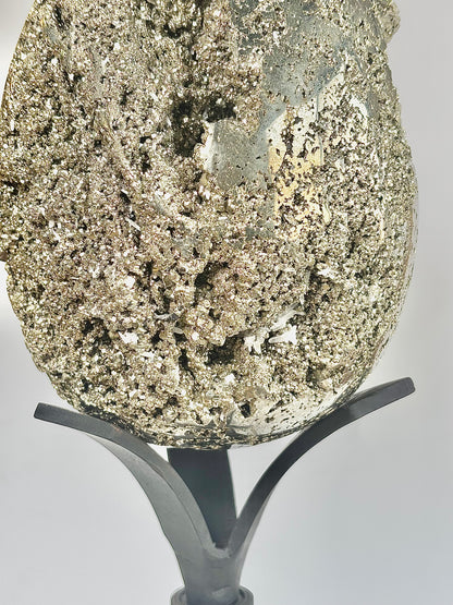 Extra Large Peruvian Pyrite Druzy Egg Carving 8.4 Kg – Abundance & Prosperity
