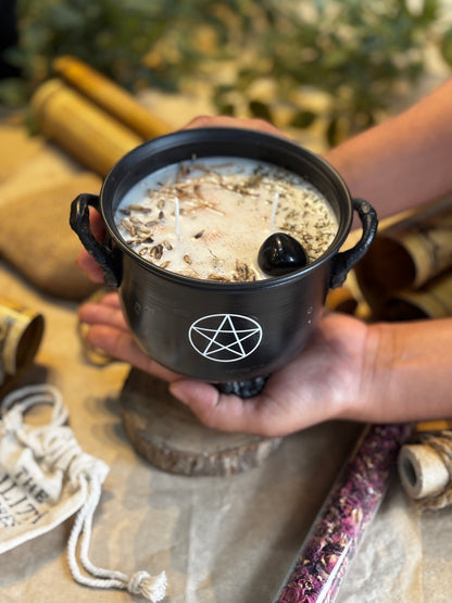 Pentacle Print Cauldron Candle | Remove Evil eye & Cleanse & Protect