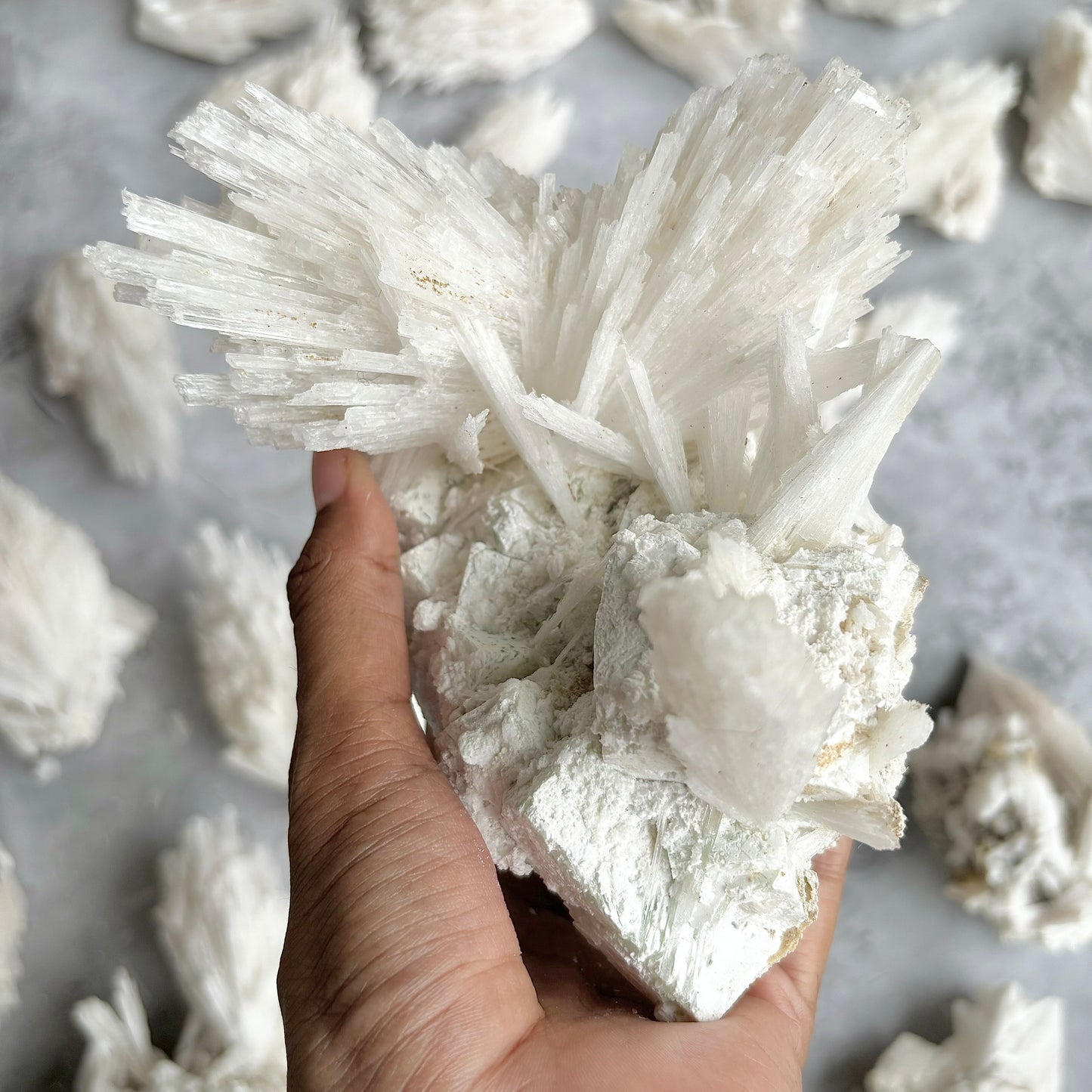 Scolecite with stilbite inclusion Cluster - 472 Gm | Foster kindness and empathy and enhances Spiritual journey