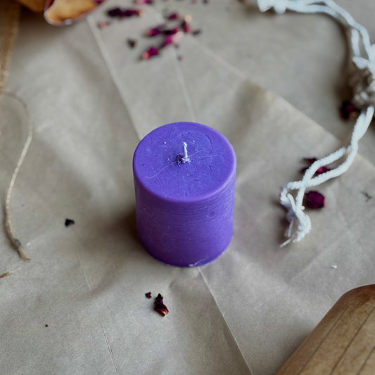Lavender Pillar Candle 2 Inch – Soy Wax Ritual & Décor Candle | Pack of 4