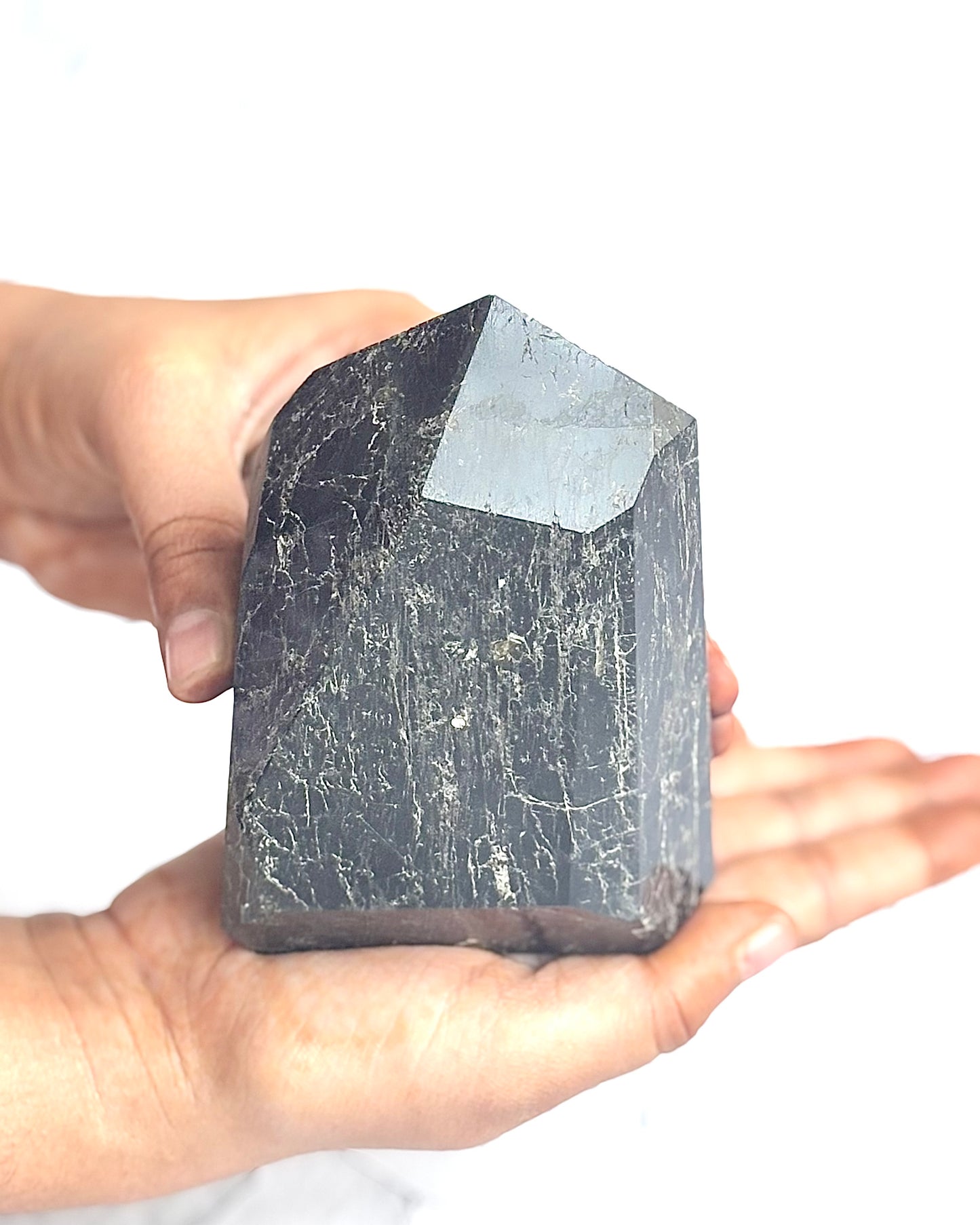 Black Tourmaline Irregular Towers | Mica Inclusion - 950 Gm | Stone of Protection