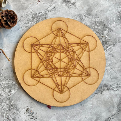 Metatron's Cube Wooden Crystal Grid Tile | Board