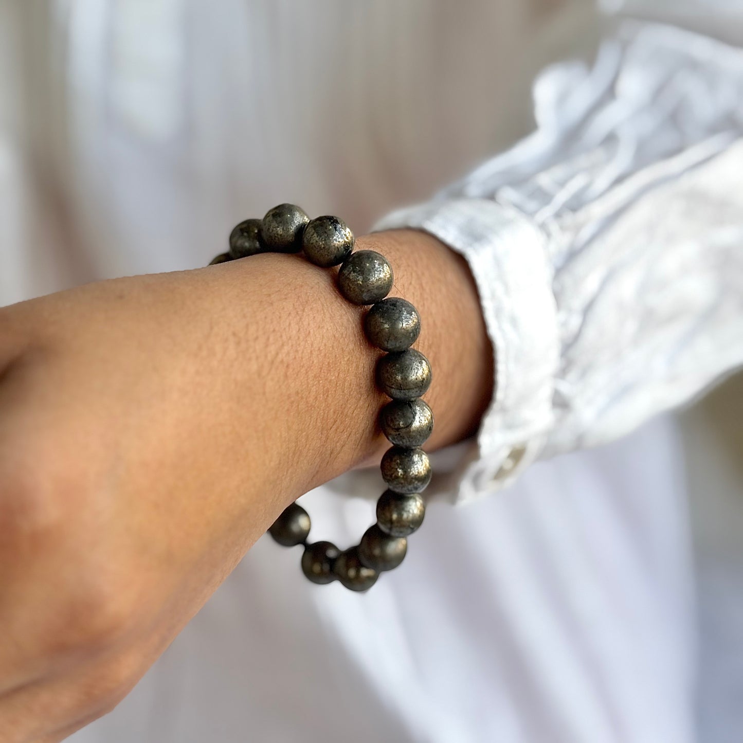 Pyrite Bead Bracelet - 10mm | Prosperity & Abundance | Stone for financial abundance