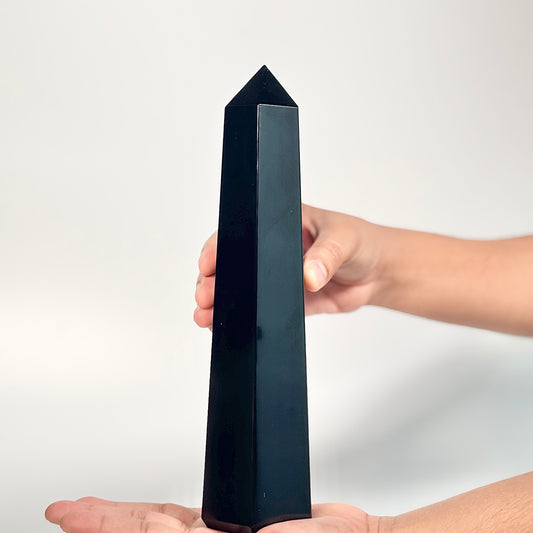 Black Obsidian Six-Facet Tower – 814g - Ground • Shield • Release