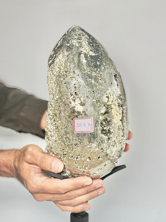 Extra Large Peruvian Pyrite Druzy Egg Carving 10.7 Kg – Abundance & Prosperity