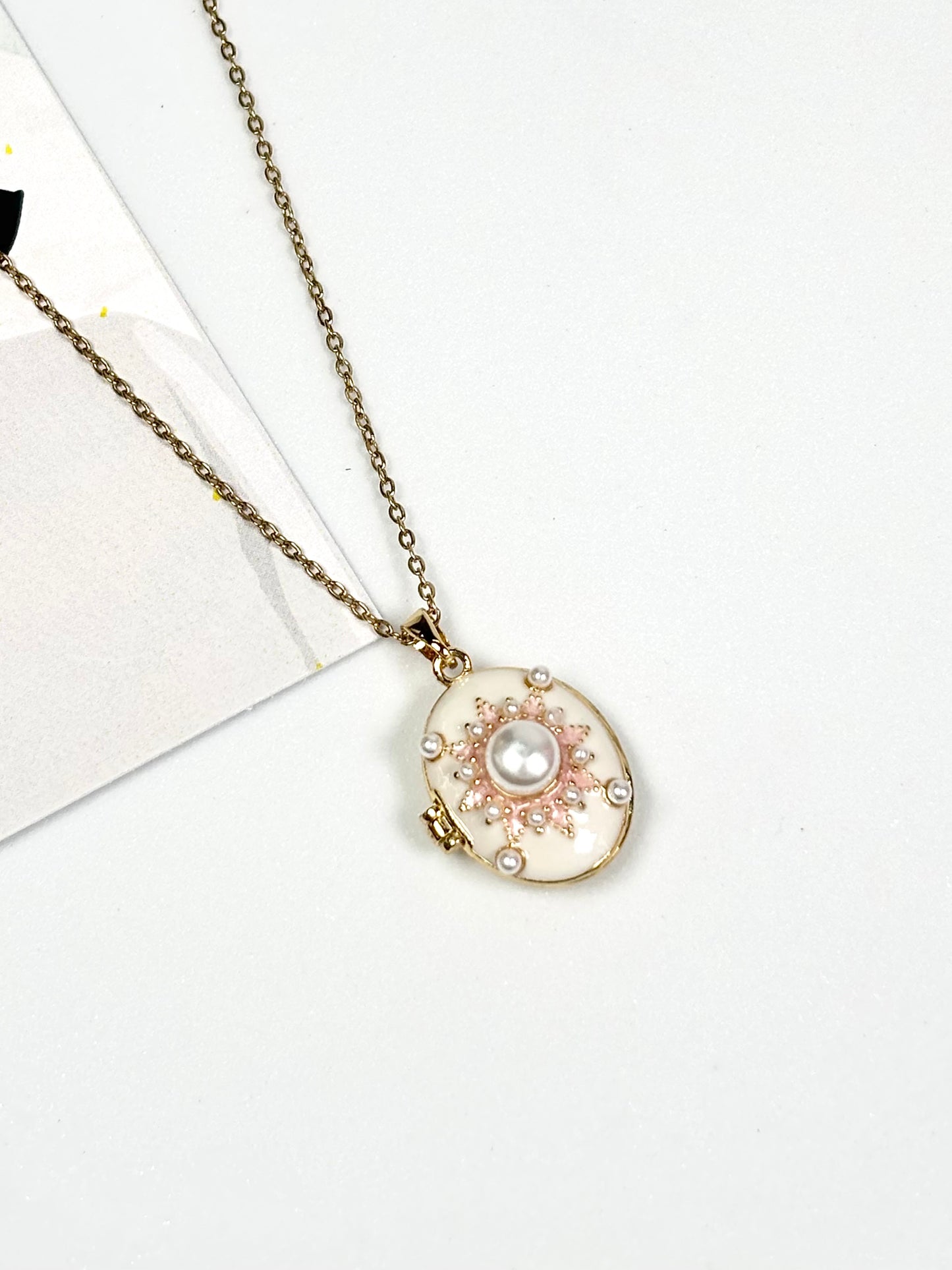 Vintage Pearl Locket Necklace | Gold-Plated Stainless Steel | The Lilith Store