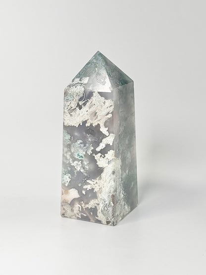 Four Facet Moss Agate Tower – 603g - Nature-Inspired Calm & Grounded Beauty