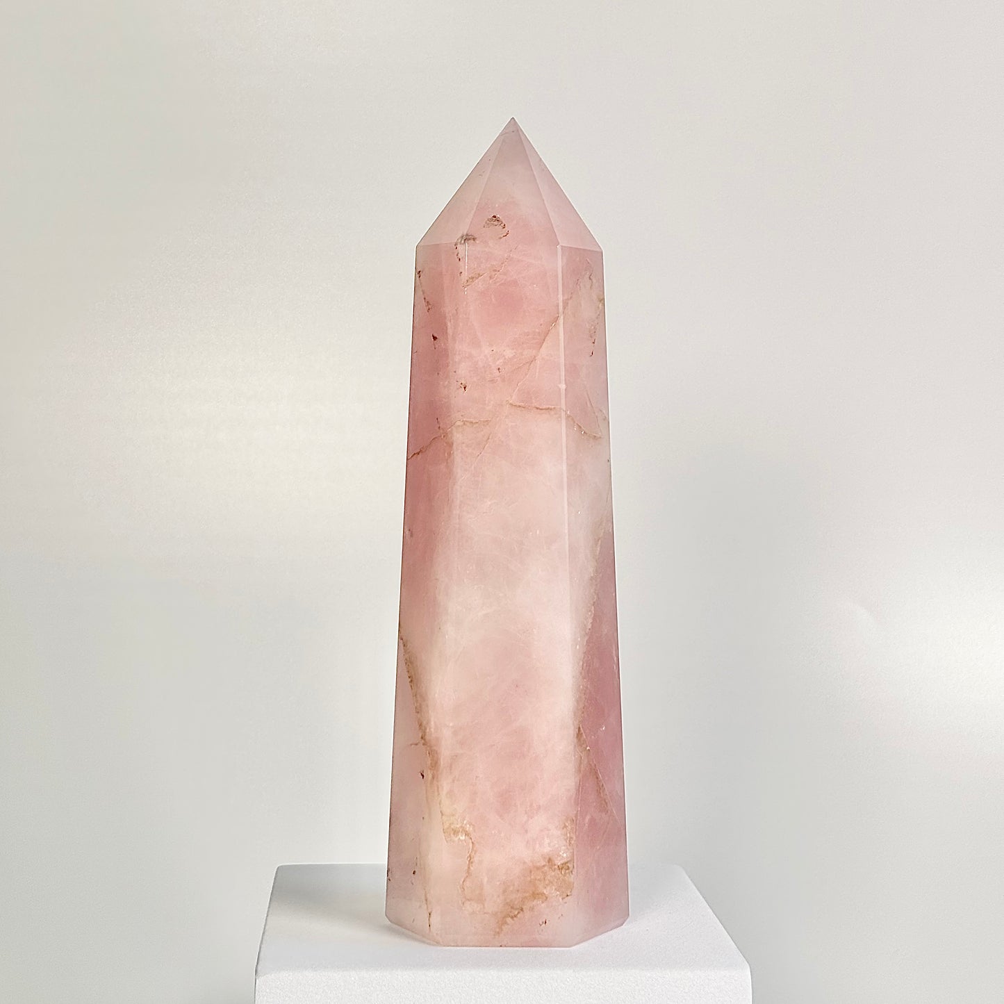 Rose Quartz Six-Facet Tower – 620g - Attract Love • Heal Emotionally • Radiate Compassion