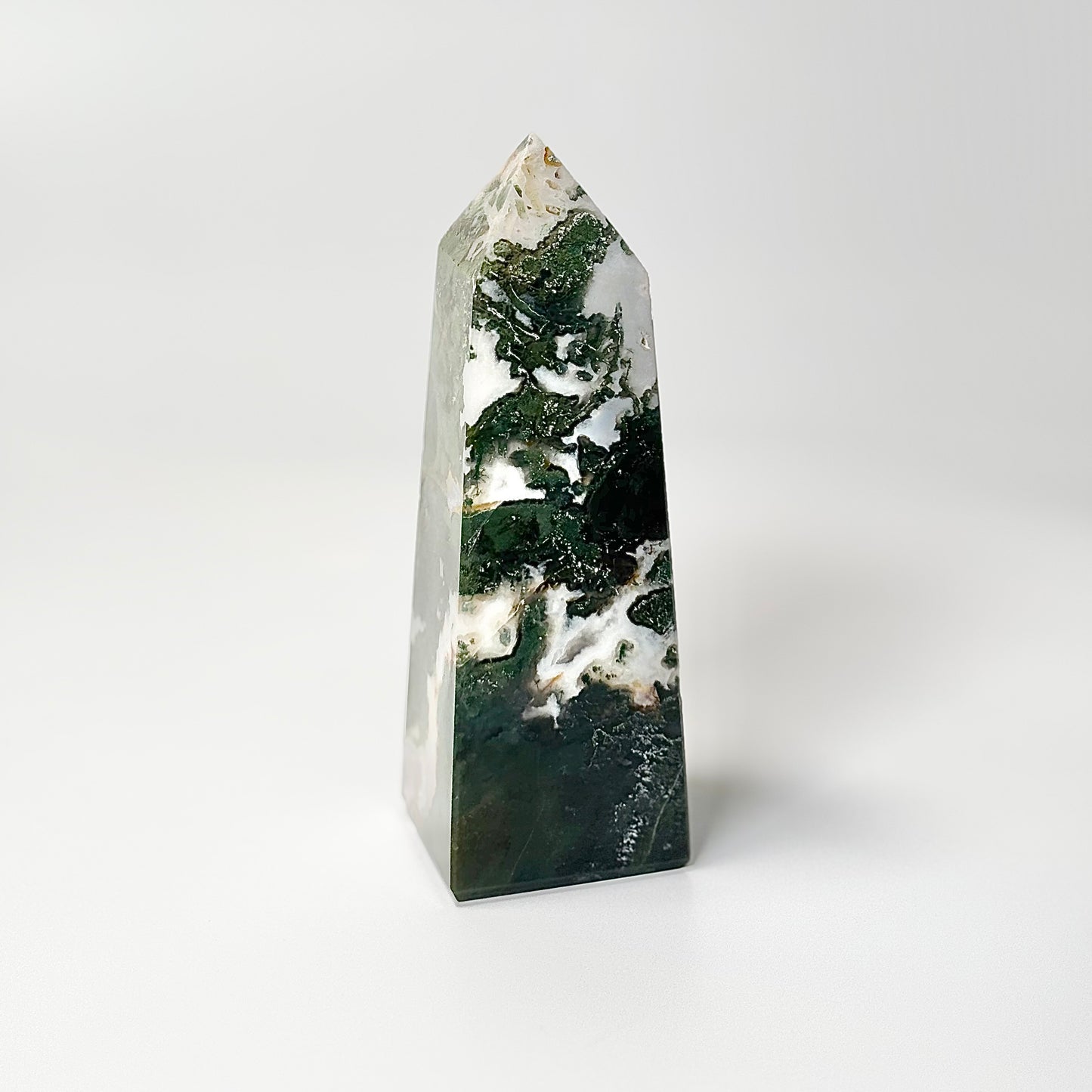 Four Facet Moss Agate Tower – 401 - Nature-Inspired Calm & Grounded Beauty