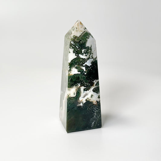 Four Facet Moss Agate Tower – 401 - Nature-Inspired Calm & Grounded Beauty