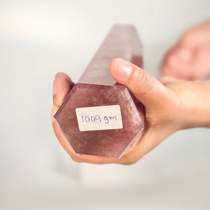 Strawberry Quartz Six -Facet Tower – 1009g - Heart Chakra • Radiate Love • Embrace Joy