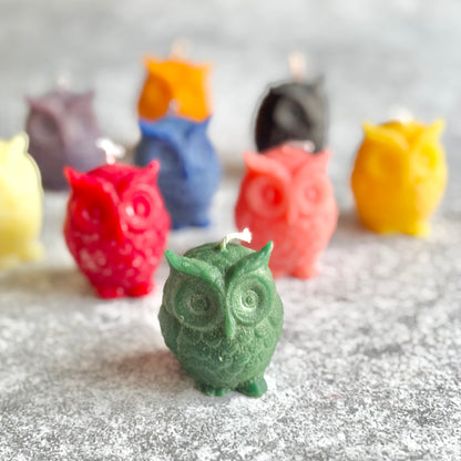 Small Owl Figurine Beeswax Candle | Colour Option Available