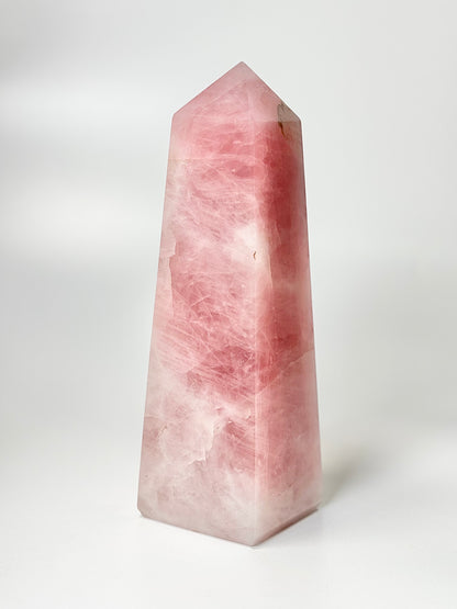 Four Facet Rose Quartz Tower – 1.8kg - Soft Elegance & Balanced Design