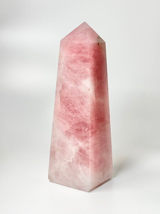 Four Facet Rose Quartz Tower – 1.8kg - Soft Elegance & Balanced Design