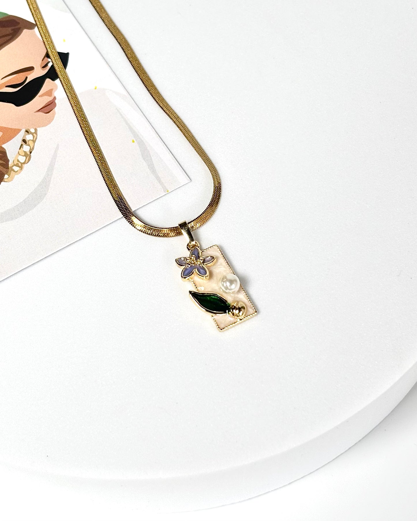 Gold-Plated Floral Pendant Necklace | Stainless Steel | The Lilith Store