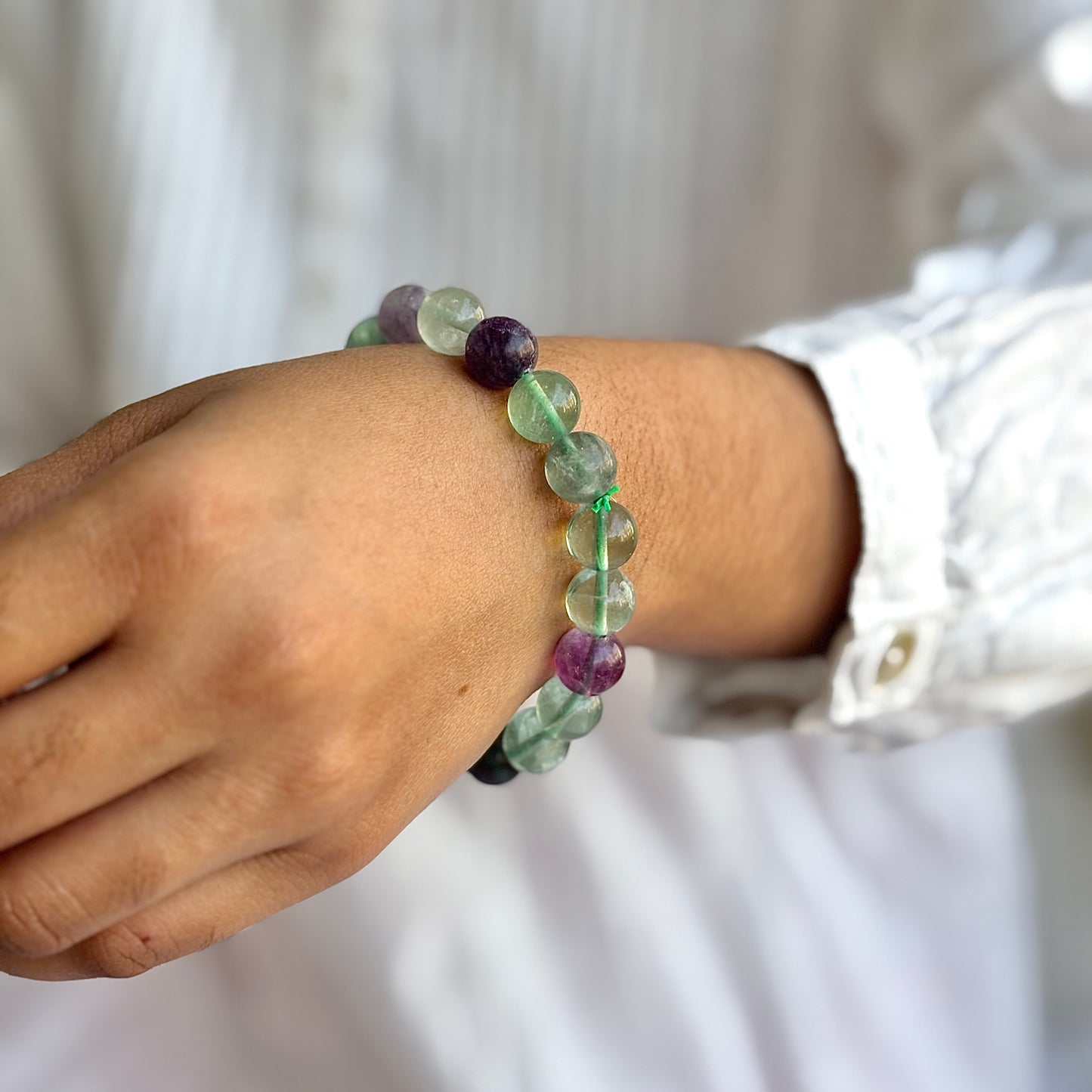 Multi fluorite Bead Bracelet - 10mm | Clarity, Emotional Healing & Spiritual Growth