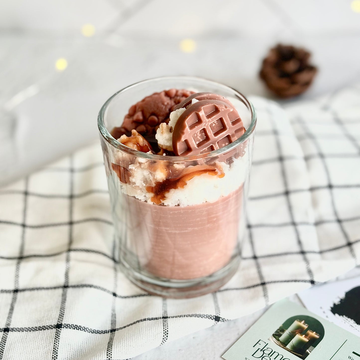 Coffee & Vanilla Topped with Cookie and waffle Dessert Decorative soy scented Candle