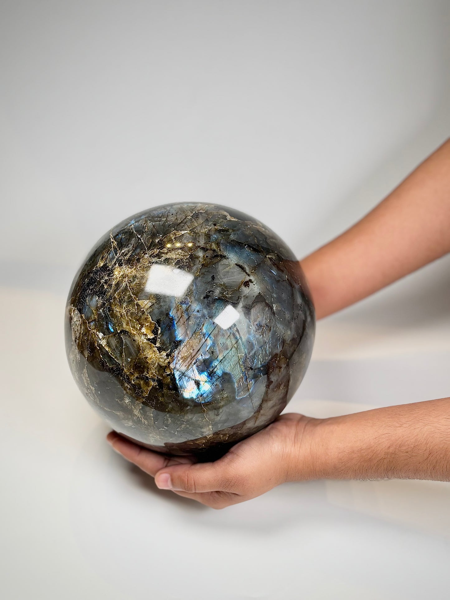 Large Natural Labradorite Sphere (Approx. 6.8 kg)