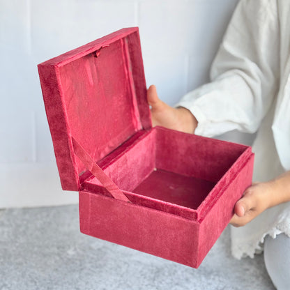 MDF Wooden Velvet Box | Perfect for Storing Tarot Cards and Crystals | Medium