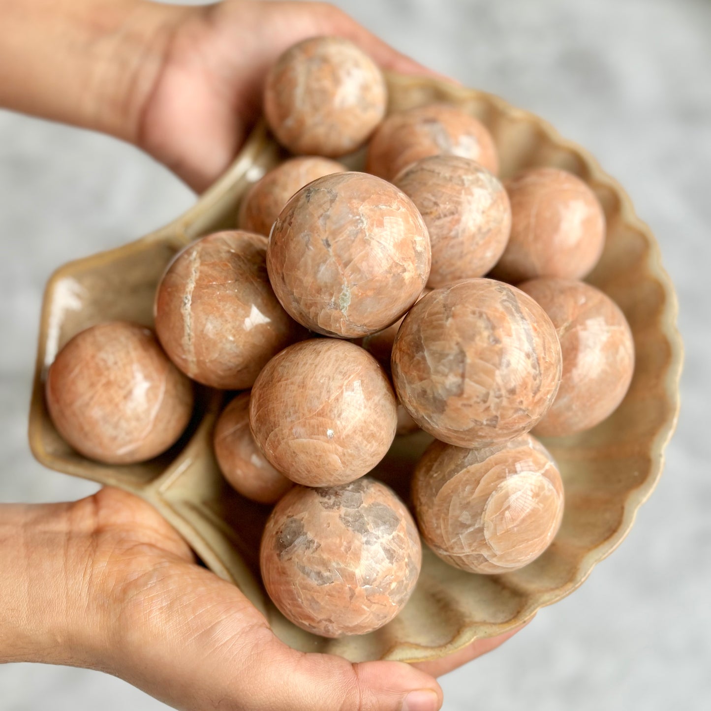 Peach Moonstone Sphere | Stimulates Creativity & Boost Vitality