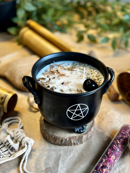 Pentacle Print Cauldron Candle | Remove Evil eye & Cleanse & Protect