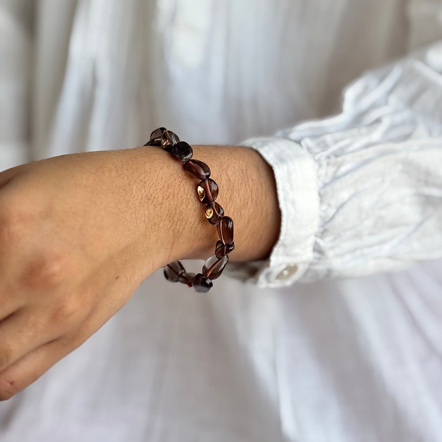 Smoky Quartz Mini Tumble Bracelet | Protection, Strength & Stability