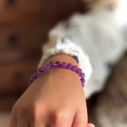 Amethyst Bead Bracelet - 6mm | Helps activating Third Eye & Psychic abilities