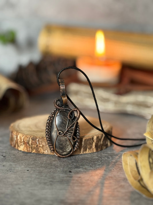 Golden Obsidian Wire-Wrapped Pendant – Strength &amp; Subtle Protection