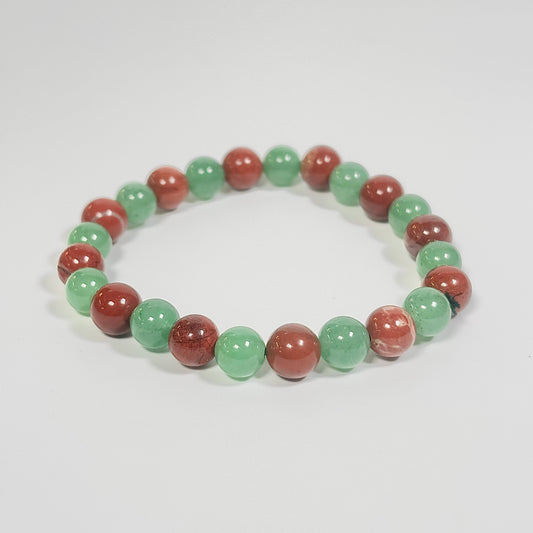 Red Jasper & Green Aventurine Bracelet – Grounding & Prosperity