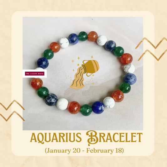 Aquarius Zodiac Bead Bracelet