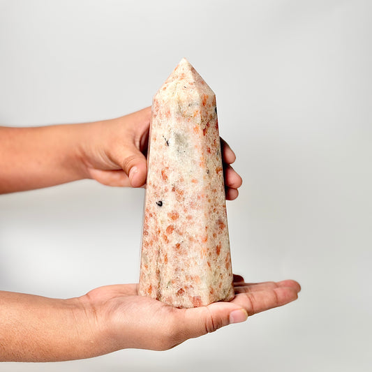 Eight Facet Sunstone Tower – 930g - Radiance, Warmth & Uplifting Energy