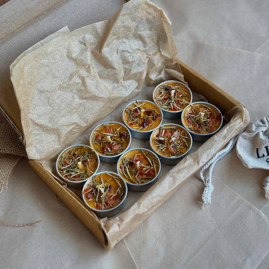 Tealight Orange Soy Wax Tealight Candle with Rosemary & Carnelian