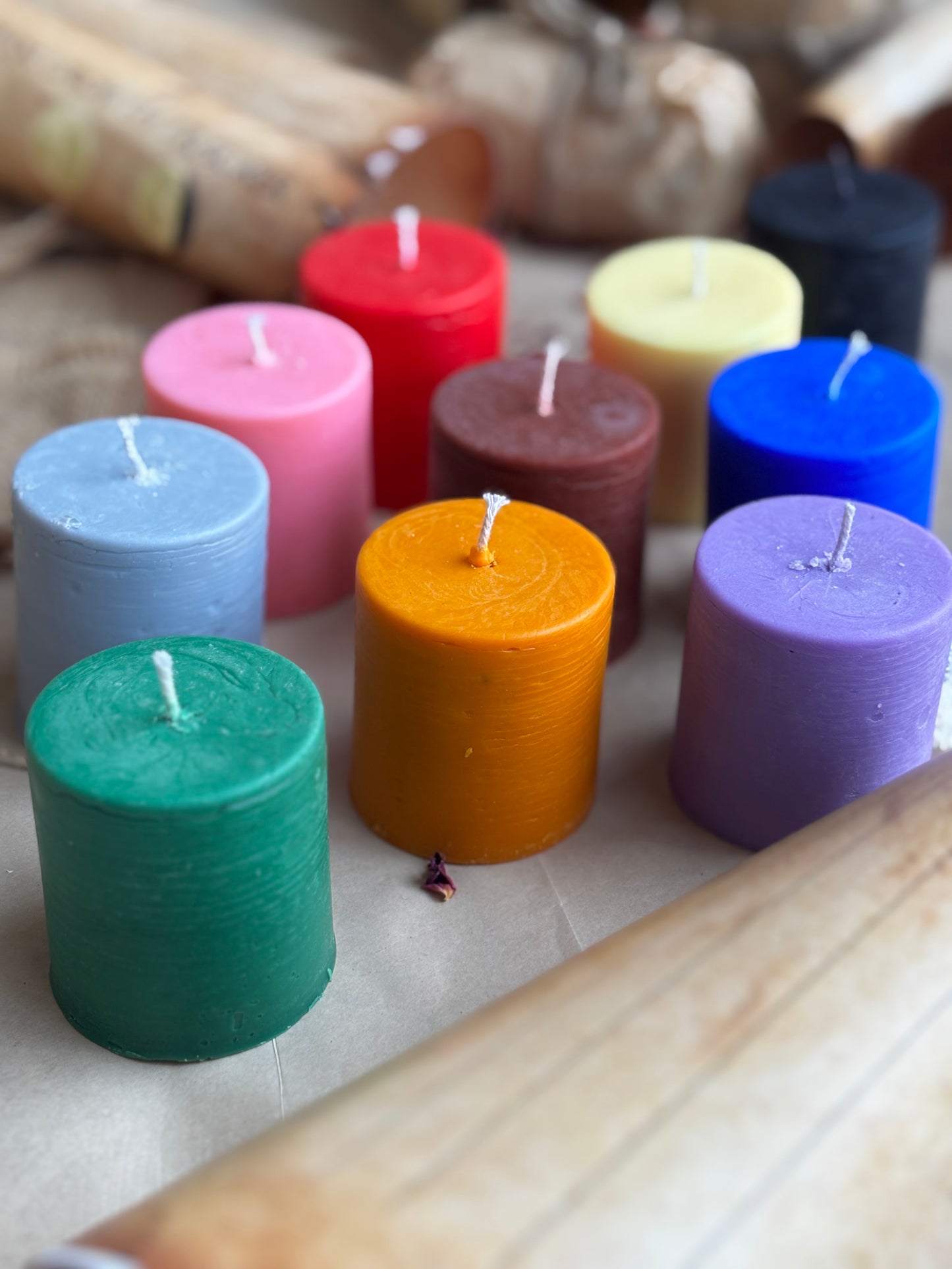 Pack of 11 Soy Wax Pillar Candles (2 Inch) – Assorted Ritual & Décor Colours
