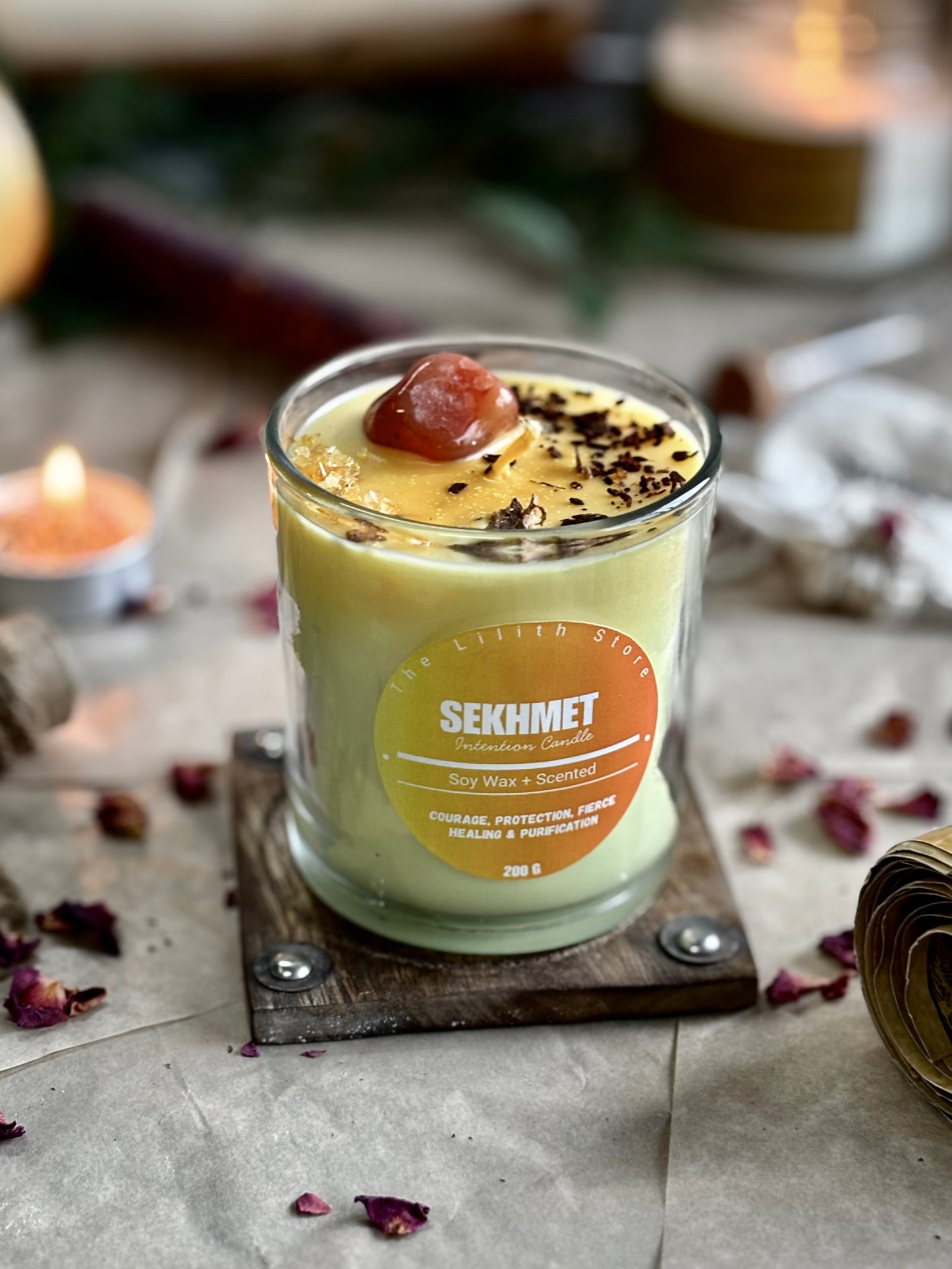 Sekhmet Altar Candle – 200 g Soy Wax Jar Candle for Ritual & Devotion