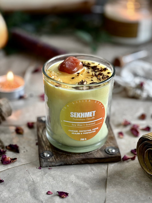 Sekhmet Altar Candle – 200 g Soy Wax Jar Candle for Ritual & Devotion