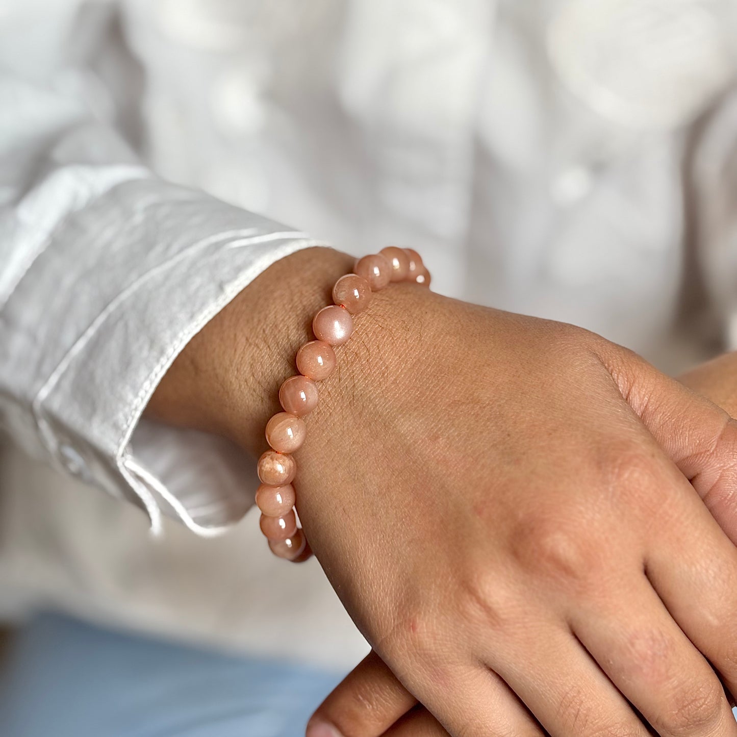 Superior Quality Mexican Sunstone with Flash Bead Bracelet - 8mm | Stone of Stability & Personal Strength