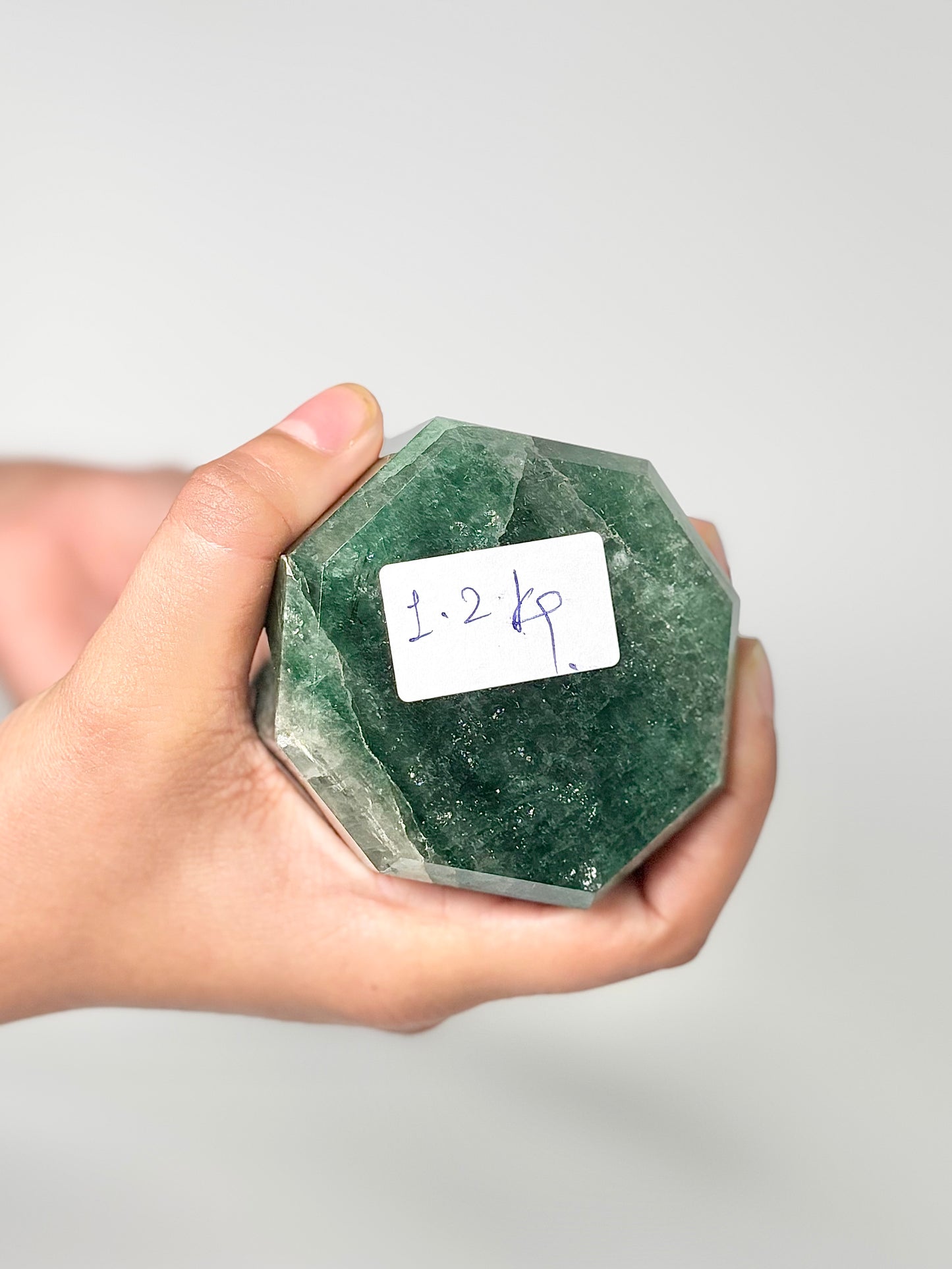 Eight Facet Green Strawberry Quartz Tower – 1.2kg - Unique Patterns & Balanced Elegance