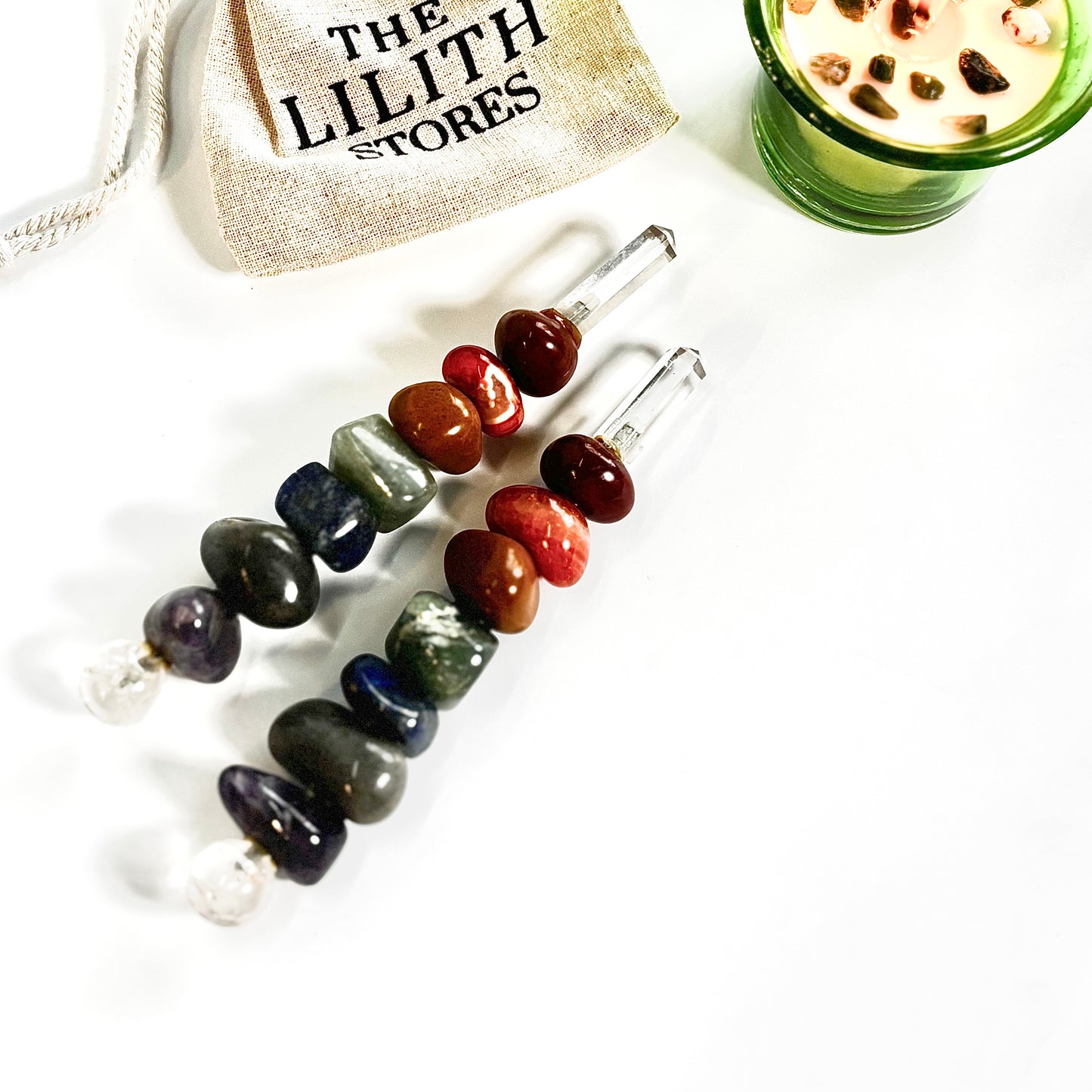 Seven Chakra Crystal Wand with Clear Quartz Tip – Energy Alignment & Focus Tool (5 Inches)