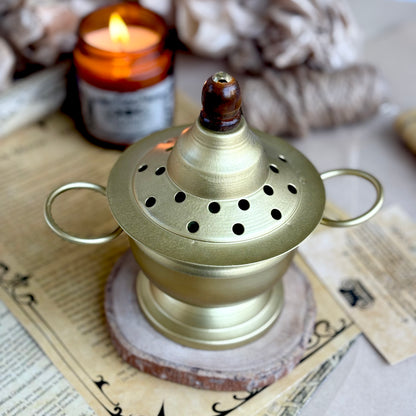 Antique Looking Gold finish Iron Incense Burner